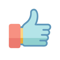 Modern thumbs up icon illustration against a black backdrop