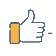Isolated thumbs up vector icon with rounded design style