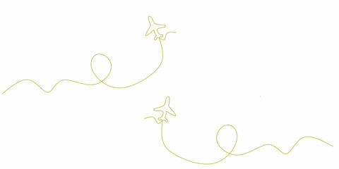 Obraz premium Minimalist one-line art doodle of two airplanes creating a strange circle in the sky. Perfect for travel, aviation, or adventure themes.