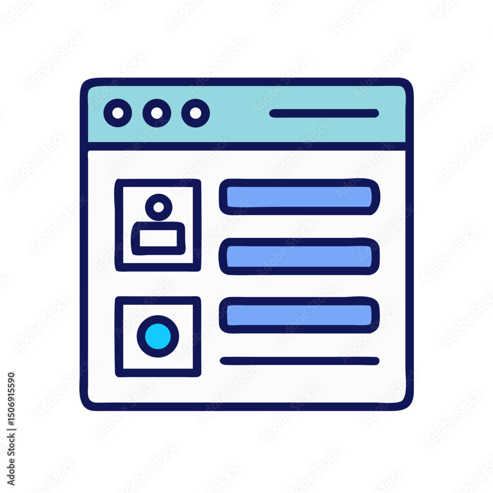 Poster flat design of user interface window displaying user data