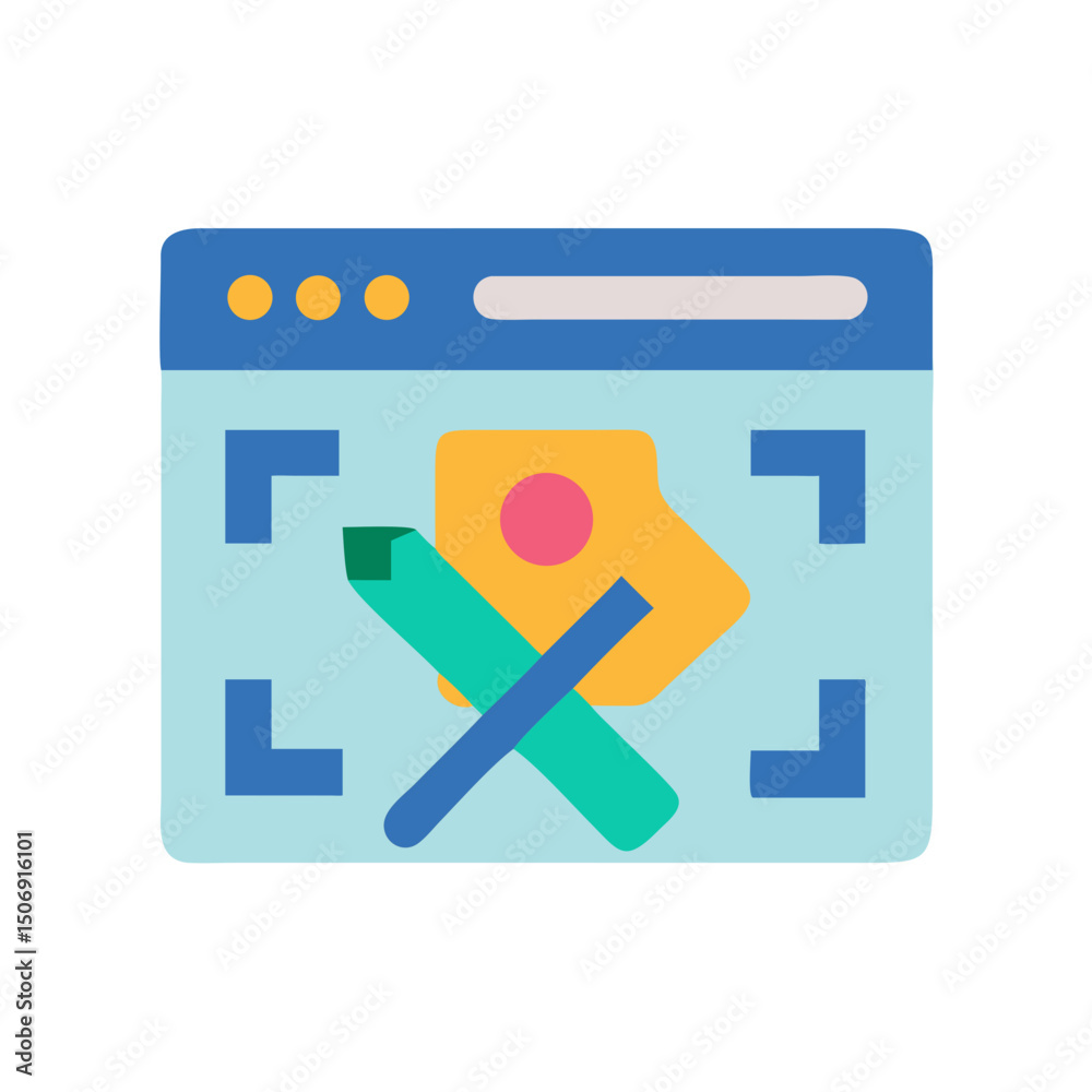 Poster web browser interface with graphics editing tool display icon