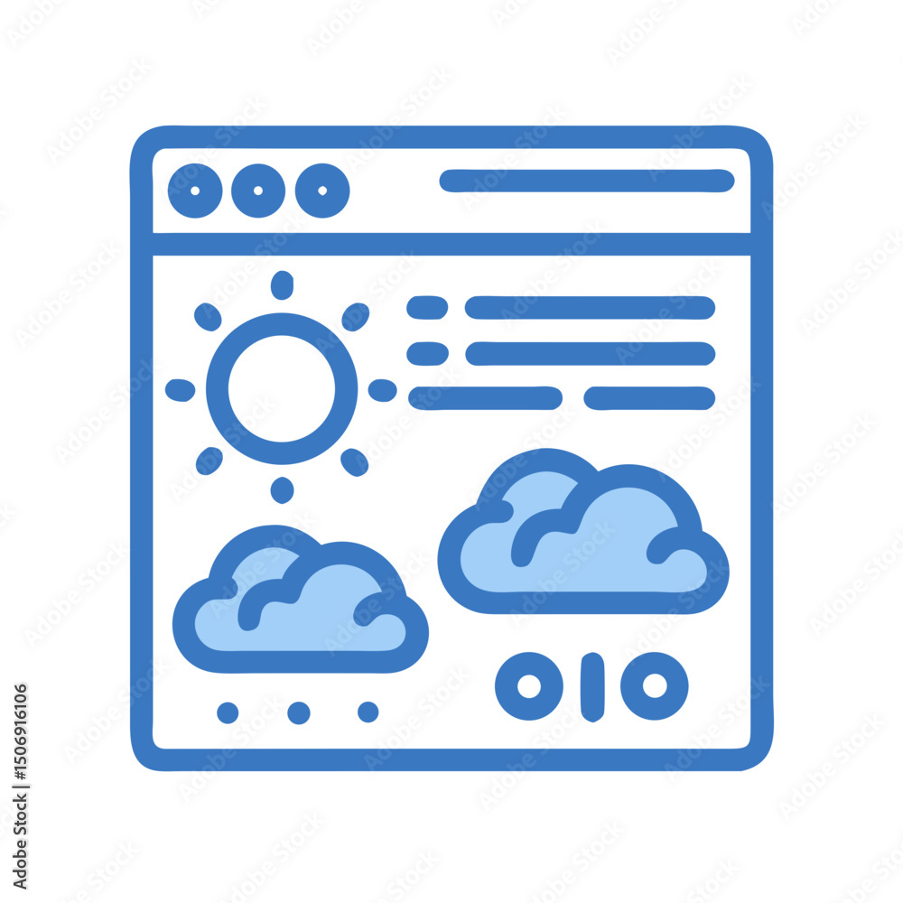 Poster weather forecast user interface icon in a browser window