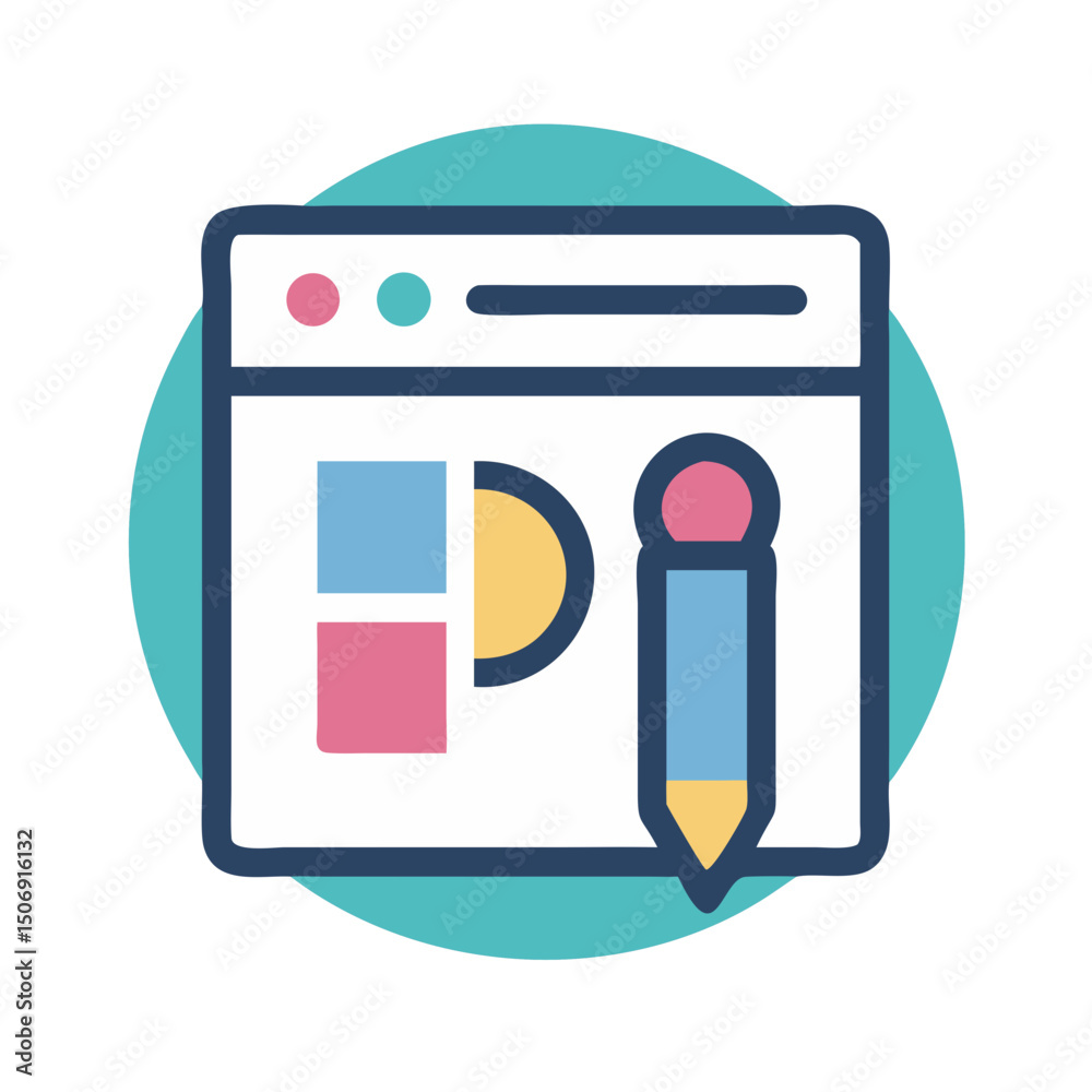 Poster web design with flat design style and clean lines