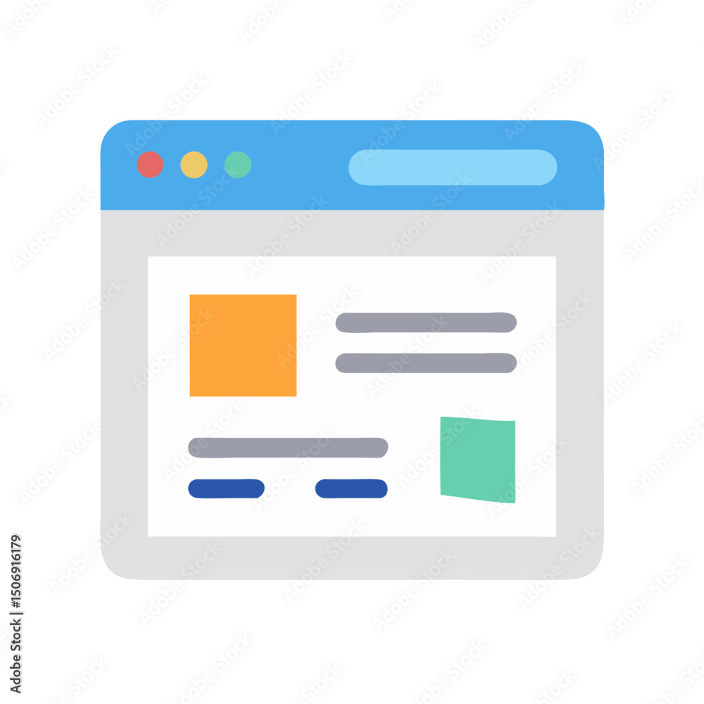 Poster minimalist browser window mockup for webpage display or design
