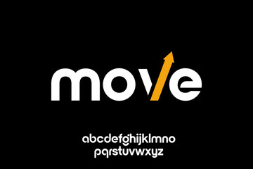 word move .modern minimalist  geometric circular font with rounded edges.