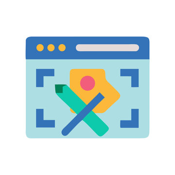 Web browser interface with graphics editing tool display icon