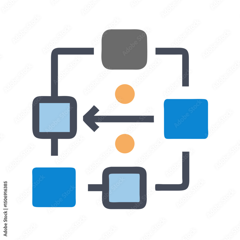 Poster flowchart illustration diagram for process workflow with square elements