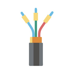 Flat design cable with exposed wires on White Background