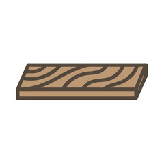 Wooden plank with visible grain pattern on White Background