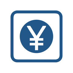 Yen symbol displayed within a rounded square and circle