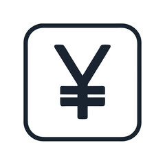 Obraz premium Yen Currency Symbol in Box on White Background