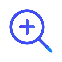 Magnifying glass with plus sign on White Background icon