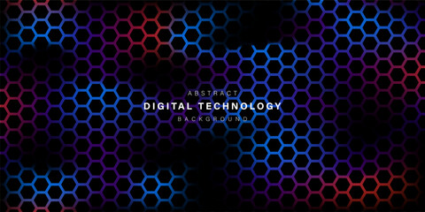 Hexagonal abstract black on blue background with light. Hi tech digital connection. high tech. science. modern technology business concept. futuristic background. vector illustration