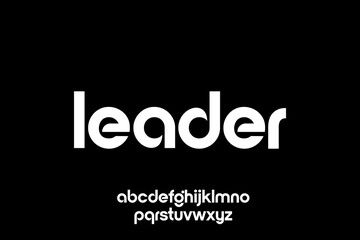 Fototapeta premium word leader . modern minimalist geometric circular font with rounded edges.