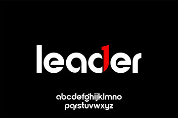 word leader . modern minimalist  geometric circular font with rounded edges.