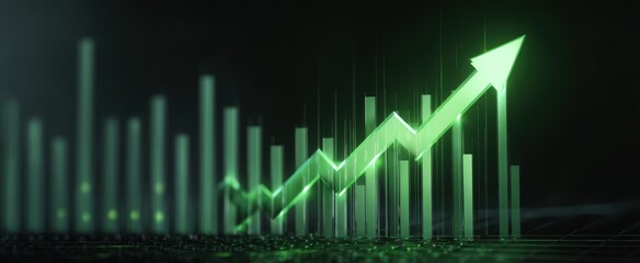 The upward trend of financial growth represented by a green arrow.