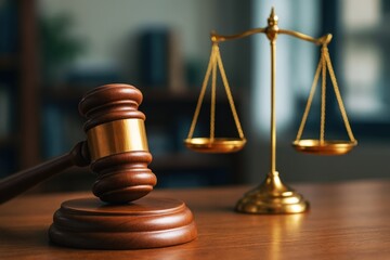 Gavel and Scales of Justice, symbolizing fairness, legal proceedings, and the judicial system's commitment to balance and equal treatment under law.