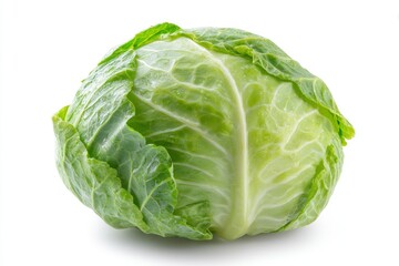 Green Cabbage Head on White
