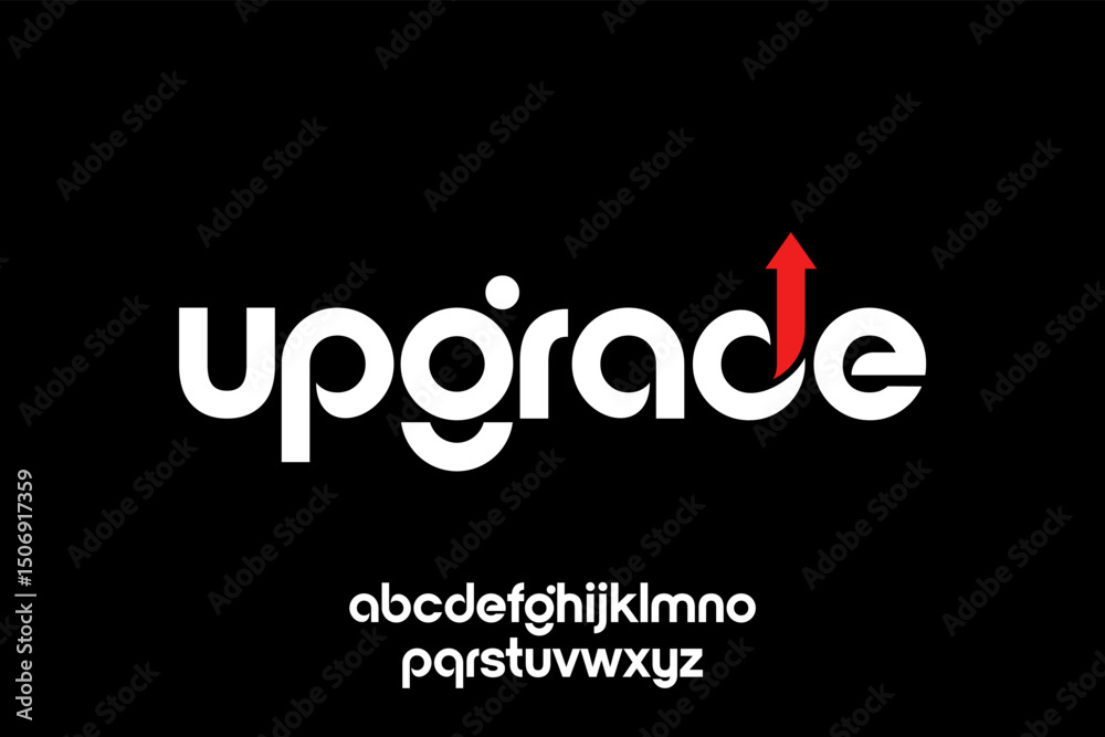 Fototapete word upgrade . modern minimalist geometric circular font with rounded edges.