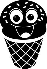 Cute ice cream character with joyful expression, perfect for children themes