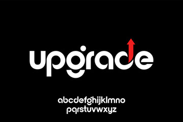 word upgrade . modern minimalist  geometric circular font with rounded edges.