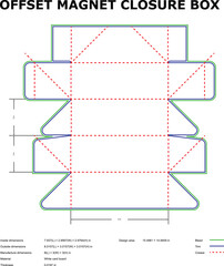 Offset magnet closure box diagram template white card stock