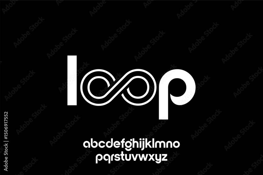 Fototapete word loop . modern minimalist geometric circular font with rounded edges.