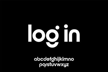 word log in . modern minimalist  geometric circular font with rounded edges.