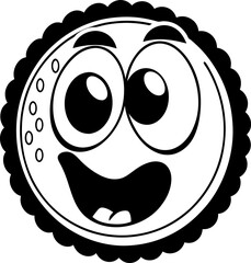 Cute smiling cookie character with big eyes and cheerful expression
