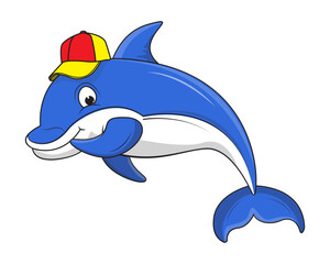 Cute Dolphin Animal Cartoon Illustration