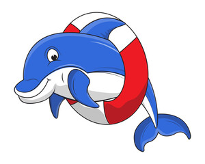 Cute Dolphin Animal Cartoon Illustration