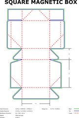 Technical Packaging Diecut Template for a Square Magnetic Box Design
