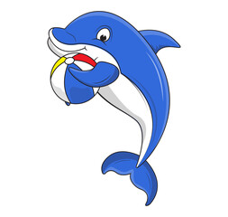 Cute Dolphin Animal Cartoon Illustration