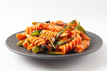 Fusilli Salad on White Background