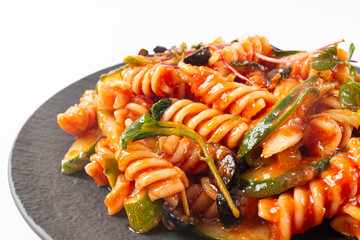 Fusilli Salad on White Background