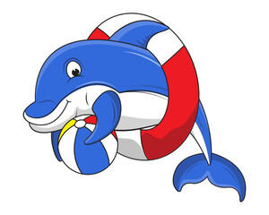 Cute Dolphin Animal Cartoon Illustration