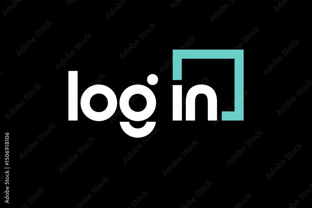 Fototapete word log in . modern minimalist geometric circular font with rounded edges