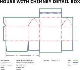 House shaped chimney detail cardboard box template design