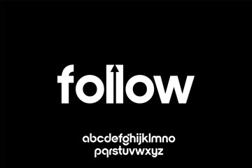 word follow. modern minimalist  geometric circular font with rounded edges.