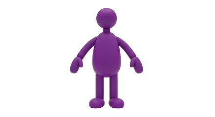 Isolated Purple Human Figure Standing in Neutral Pose