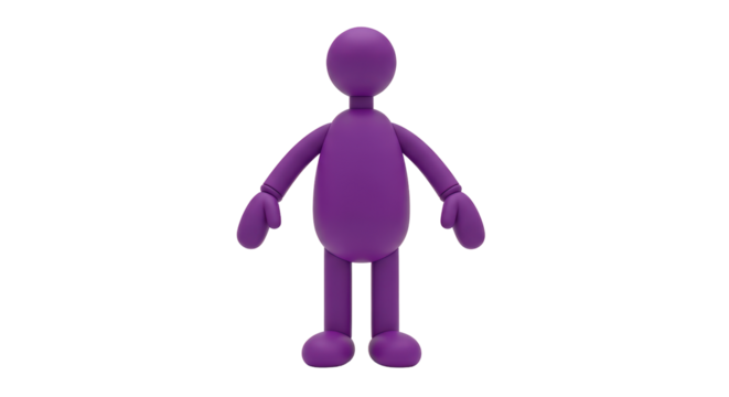 Isolated Purple Human Figure Standing in Neutral Pose