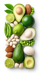 Vibrant Green and White Healthy Food Arrangement