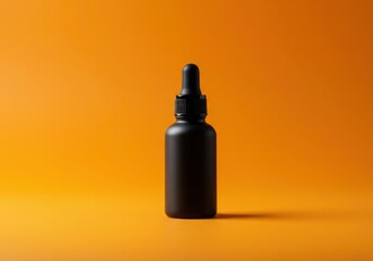 Black dropper bottle with orange backdrop
