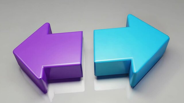 Two interlocking cube arrows in a vibrant color scheme. A unique symbol for technology, business, or design concepts.