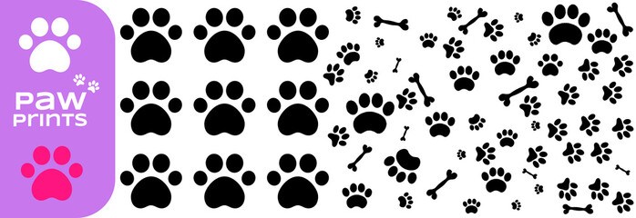 Paw icon vector illustration. Paw print sign and symbol. Pet paw icon set vector. dog or cat paw