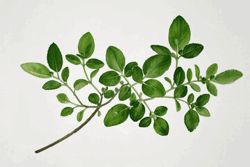 Obraz premium Delicate Leaves, Earthy Whisper herb marjoram isolated watercolor vector illustration svg