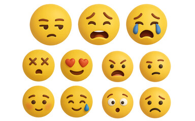 Set of 3d vector icons smiles emotions on white background
Vector 3d icons