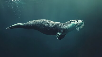 Naklejka premium Underwater Otter (1)