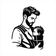 Father holding and caring for baby illustration vector illustration