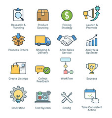 Colorful business icon set